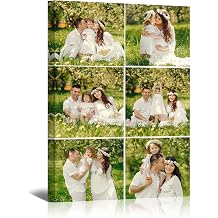 Personalised Photo Collage Canvas Prints Custom Multi Picture Framed Wall Art, 6 Photo Collage, Personalised Gift for Women Mum Dad Couples Pets, Family Photo Canvas Home Decor 20x30 cm (8x12in)