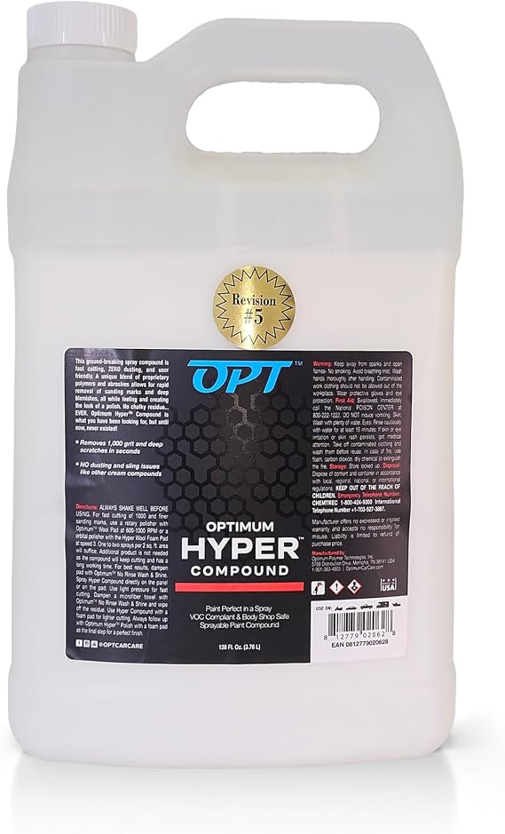 Optimum Hyper Compound - Spray Compound for Car Scratch Repair and Swirl Removal - Long Working Time, No Dusting, and Residue Free (1 Gallon)