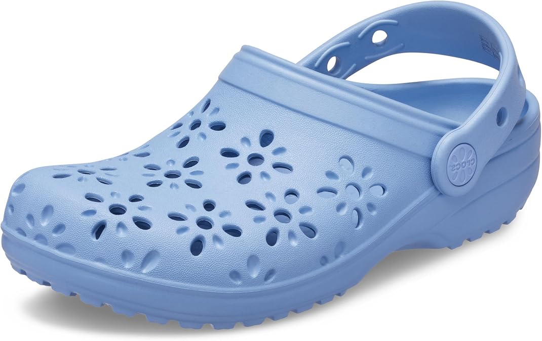 Crocs Unisex-Child Classic Clogs with Floral Cut Out Design, Kids and Toddler Shoes