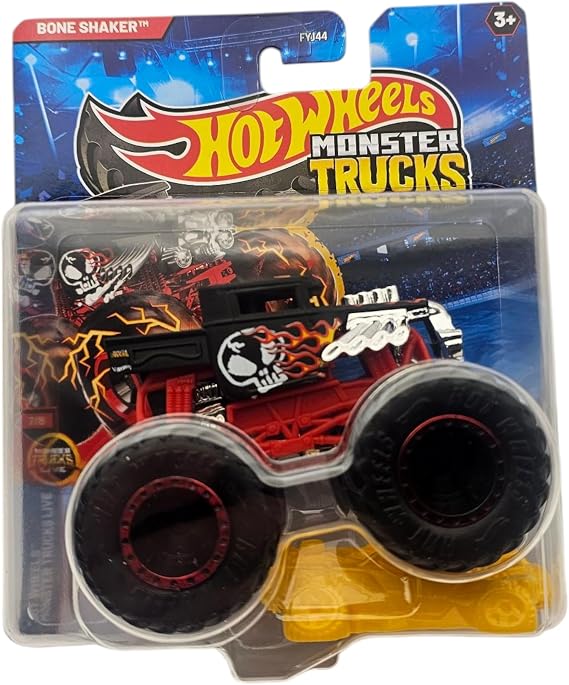 Hot Wheels Monster Trucks Bone Shaker, Die-Cast Vehicle, Black and Red