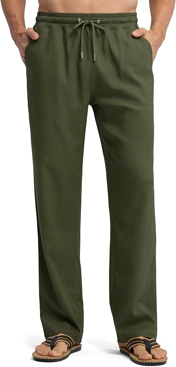 Willit Men's Linen Pants Casual Drawstring