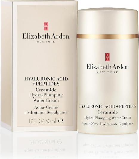 Elizabeth Arden Hyaluronic Acid + Peptides Ceramide Water Cream, Hydrating Cream with 5D HA, Peptides & Ceramides for Plumper, Firmer, Radiant Skin, Lightweight Skincare for All Skin Types