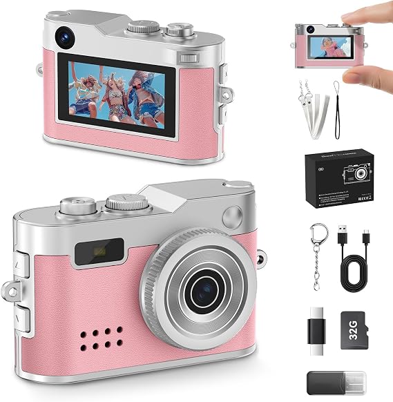 Keychain Camera, 1080P Y2K Vibe Camera, 8GB Card, 80 Min Record, Pocket-Sized Birthday Gift for Best Friends, Travel & Campus Life