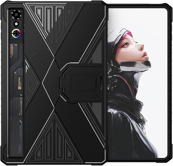 Protective Case for RedMagic Astra/Tablet 3 Pro, Flexible Sleeve TPU Cover Shell with Air Cushion Corner, Built-in Folding Stand, Slim and Light, Anti-Scratch Shockproof Protection (Black)