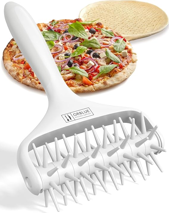 ORBLUE Pizza Dough Docker Pastry Roller - Premium Rolling Pin for Perfect Pizza Dough Hedgehog with Spikes Ideal for Home and Commercial Kitchen Easy Cleaning Accessories for Baking and Pasta
