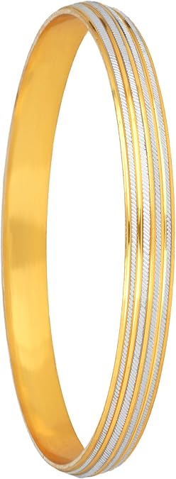 Bodha 316 Stainless Steel Two Dual Tone Designer Stylish Self Design Amritsari Gold Plated Sikh Kada for Men