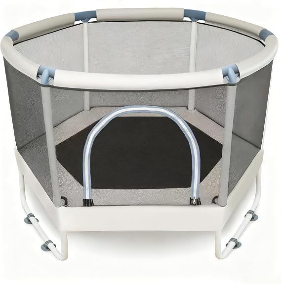 LUSK 60'' Kids Trampoline, Indoor Toddler Trampoline with Safety Net, 500lb Capacity, Safe No-Gap Design & Kid-Friendly Materials, Gifts for Boys & Girls