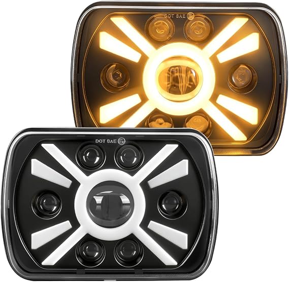 H6054 5x7 7x6 LED Headlights Fit for Chevy Express 1500/2500/3500 | 130W 800% Hi/Low Beam DRL Turn Signal for Jeep Wrangler YJ Cherokee XJ Ford Econoline GMC Savana TOYOTA Nissan Pickup, DOT