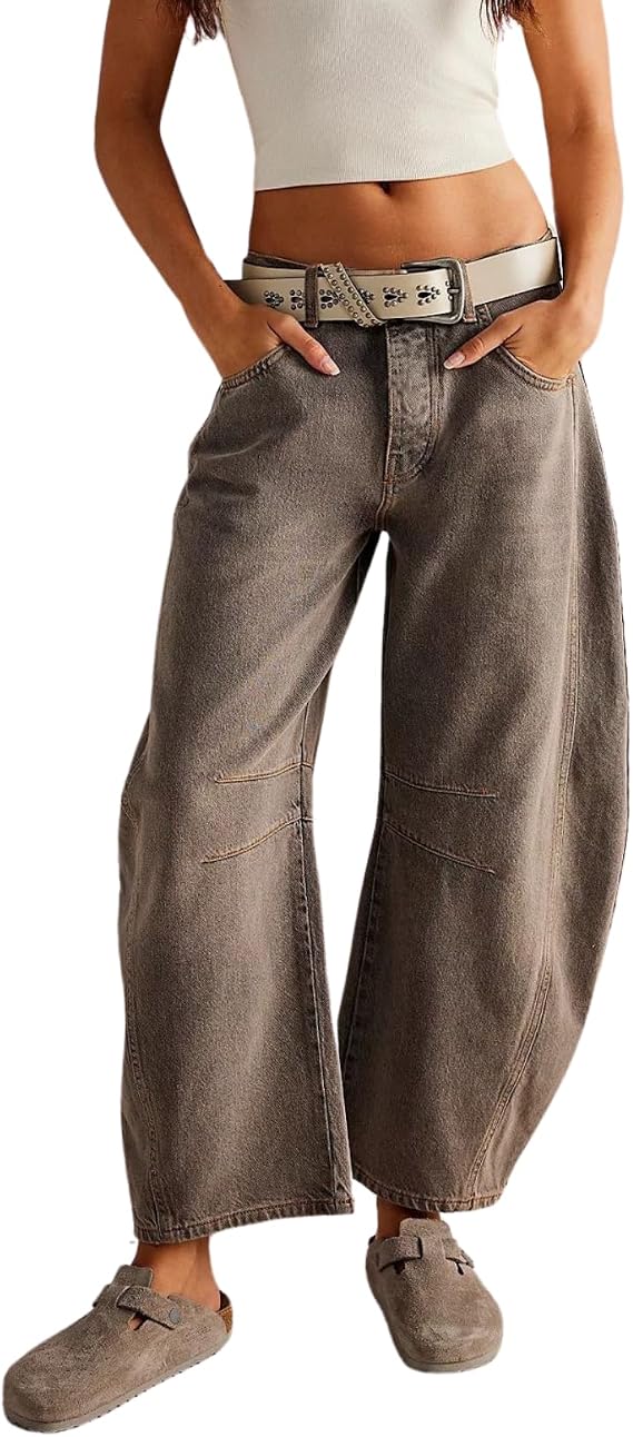 BIVENANT Barrel Jeans Women Baggy Boyfriend Jeans for Women y2k Cargo Wide Leg High Waist Midrise Button Fly 2024 Fall