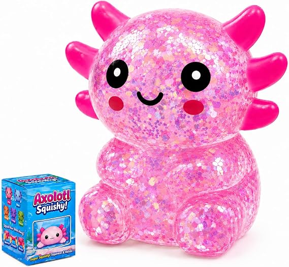 Axolotl Squishy Stress Ball, Cute Soft Slow Rising Squishy Toy, Calming Fidget Squeeze Toy Sensory Toy for Stress Relief Kids Adults