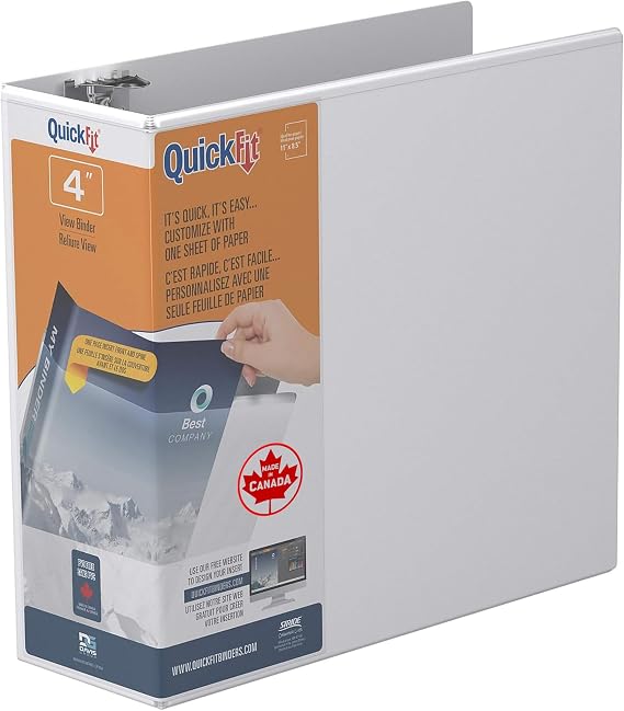 QuickFit Quick Fit D-Ring View Binders (Stride), White, 4 Inch (87060)