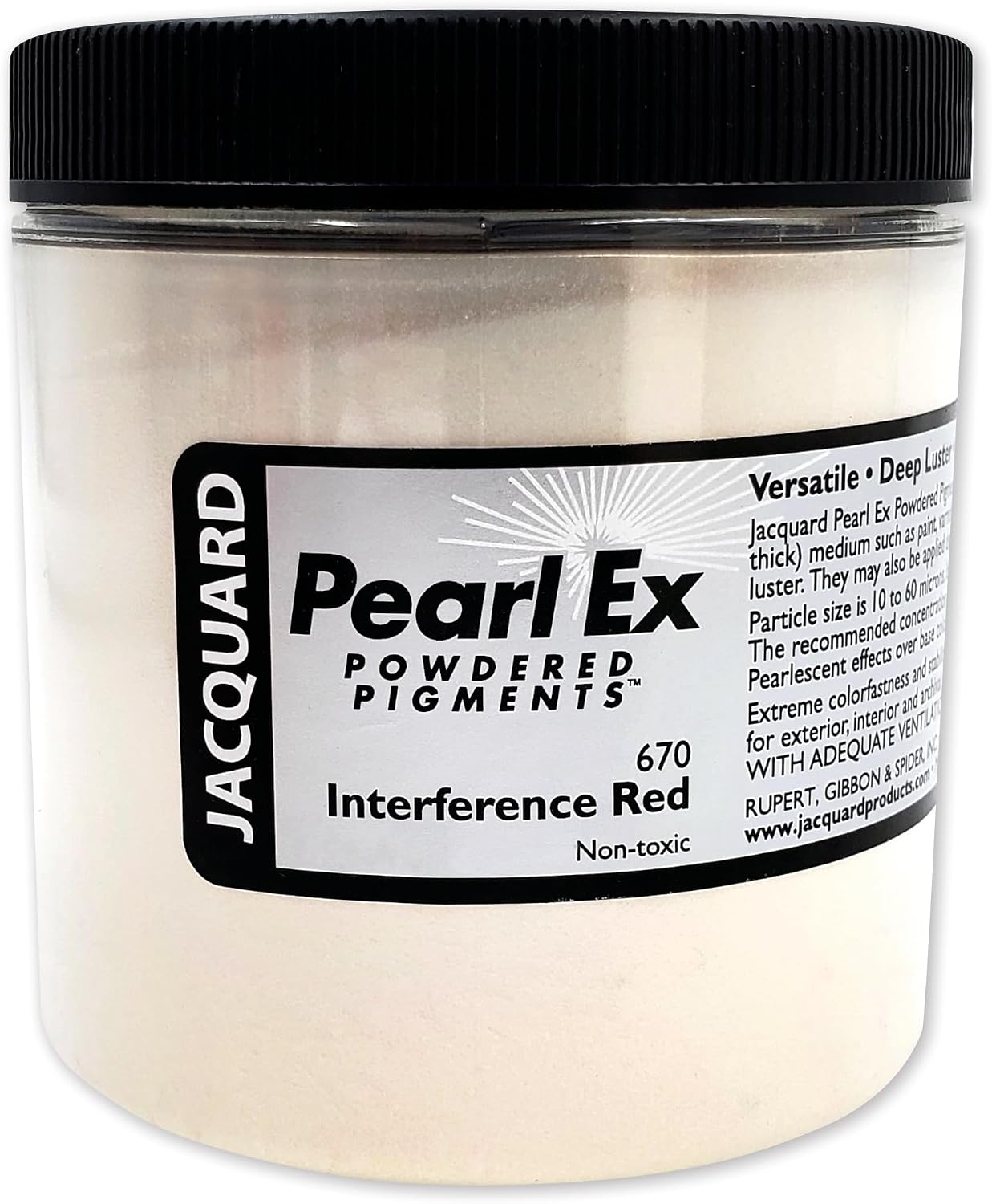 Jacquard Pearl Ex Pigment Powder 4oz Interference Red - Loose Mica Powder for Epoxy Resin, Watercolors, Calligraphy Ink & Clay - Epoxy Pigment Powder - Epoxy Resin Color