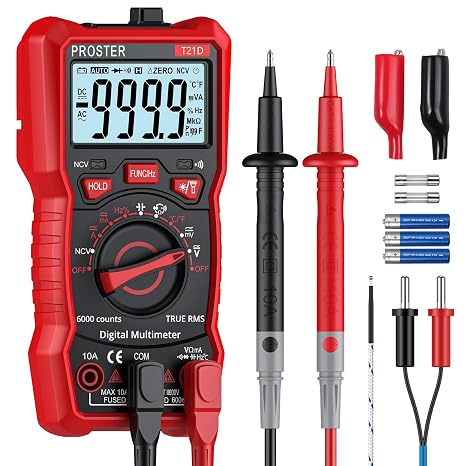 Proster TRMS 6000 Counts Auto Ranging Digital Multimeter 600V 10A