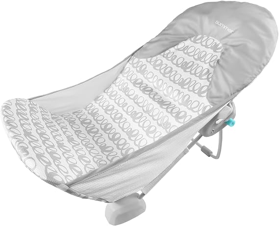 Ingenuity Foldaway 2-Position Baby Bath Seat, Adjustable Support for Sink or Bathtub, Ages 0-6 Months up to 20 Pounds, Machine-Washable Sling
