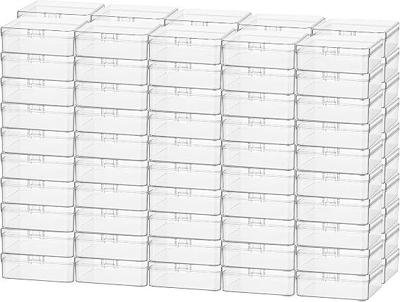 Goodma 100 Pieces Square Empty Mini Clear Plastic Storage Box, 55x55x20mm