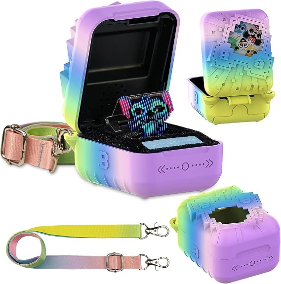 JCHPINE シリコンカバーケース Bitzee ディズニー インタラクティブデジタルペット用 | Bitzee Disney Virtual Electronic Pet Case ストラップ付き保護スキンスリーブ レインボー