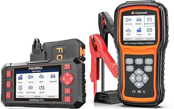 FOXWELL Car Scanner NT604 Elite OBD2 Scanner ABS SRS Transmission with FOXWELL NT630 Pro 2 in 1 OBD2 Scanner Battery Tester 12V