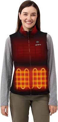 ORORO [Upgraded] Womens Heated Fleece Vest with Heated Collar and Battery, Lightweight Heating Vest Fleece