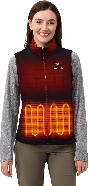 ORORO Womens Heated Fleece Vest, Lightweight 4-Zone Heating Layer Vest