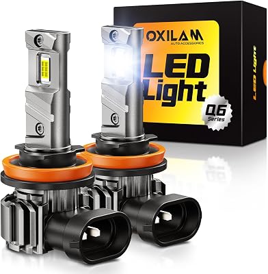 OXILAM H11H8 LED Light Bulbs, 1000% Brighter H11 Fog Bulb, 60,000Hrs Lifespan, 3 MIN Direct Plug, IP68, Anti-Flicker LED Light for Cars Trucks SUVs, Pack of 2