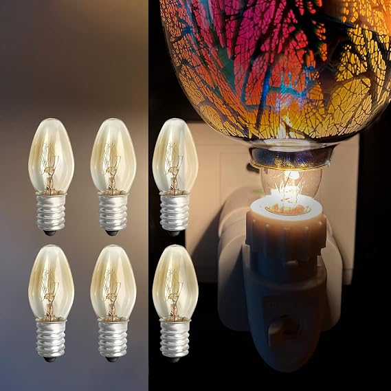 NOTSEK 6 Pack Plug in Wax Melt Burners Bulbs, Bulbs for Wax Burners, E14 15W 2700K Warm White Wax Burner Bulbs Electric Oil Scentsy Bulb Replacement Up to 8000H [Energy Class F]