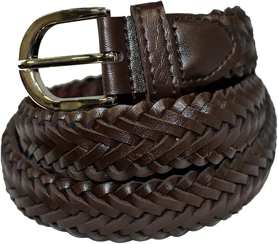 Braided Casual Brown Leather Belt