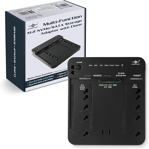 Vantec Multi-Function M.2 NVME/SATA Storage Adapter with Clone