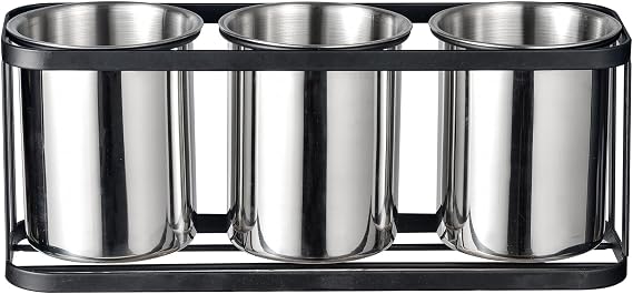 IMEEA Silverware Holder Countertop Stainless Steel Utensil Holder 3-Slot