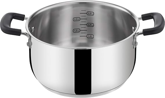 Lagostina Practical Saucepan Fonda 2 Handles for Induction, Grey, 20 cm, Steel 18/10