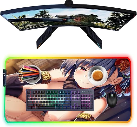 RGB Anime Girl Sexy Butt Breasts Chest Mause Pad LED Mousepad Gamer Gaming Accessories Desk Mat Game Mats Office Pc XXL Large 39.37 inch x19.68 inch -A1