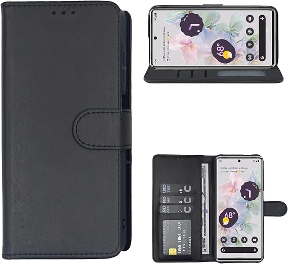 Google Pixel 6 Pro 5G / Google Pixel 6 Pro ウォレットケース、レザーフリップクレジットカードホルダースタンドフォンカバーブラック