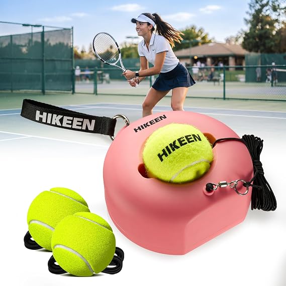 BOOSTEADY Tennis Trainer Set mit Metallbasis - Professionelles Trainingsgerät mit 3 Bällen & 4m Seil für Einzeltraining (Erwachsene/Anfänger) - Garten Park Plat