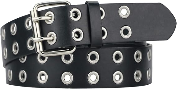 Grommet Leather Belt, Y2K Goth Studded Belts for Women Men Teens
