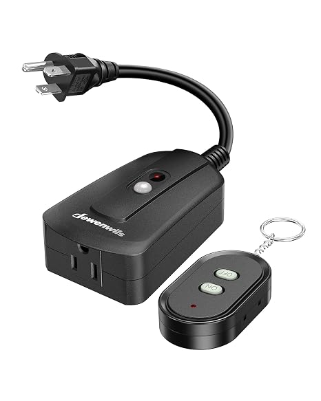 DEWENWILS Outdoor Wireless Remote Control Outlet, 15 amp Heavy Duty Weatherproof Remote Controlled Light Switch for Lights String Lights, 100 Feet Range, UL Listed