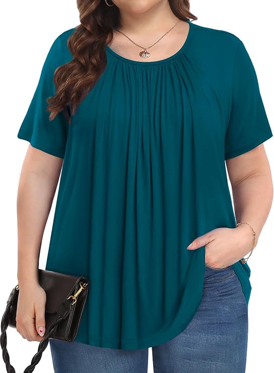 PEVRL Womens Plus Size Tops Shirts Tunic Short Sleeve Loose Fit Blouse