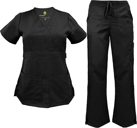 Soft Premium Mock Wrap Professional Work-Wear Women Top and Pant Set 8115-9118