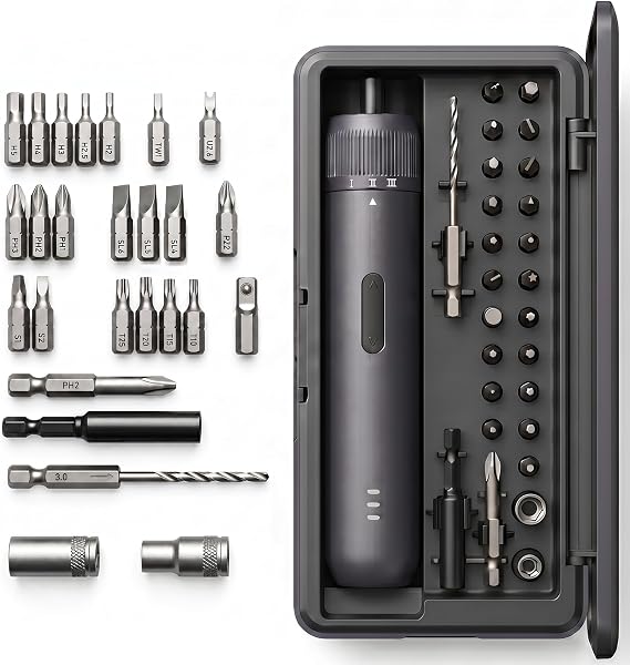 Kartop Electric Screwdriver Kit with 21 Magnetic Bits, Cordless Screwdriver 2000mAh Battery, Rechargeable Power Screwdriver with LED Light