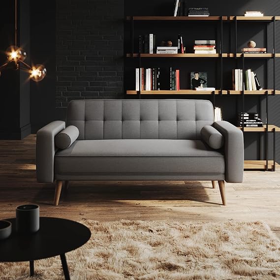 ELEGANT 3 Seater Click Clack Sofa Bed with Removable Armrests, Dark Gray