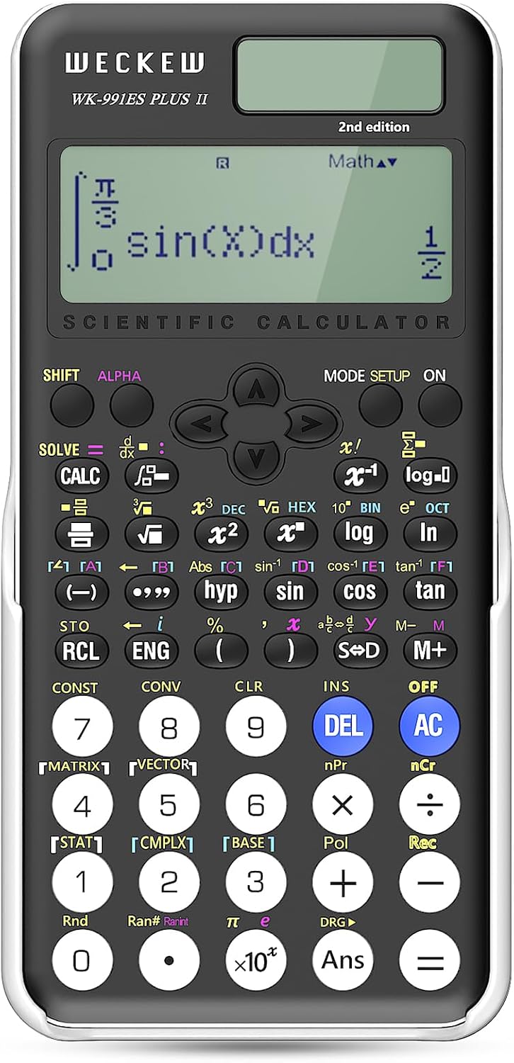 WECKEW Scientific Calculator,991ES Plus II 2 Line 10+2 Digits Written Display 417 Function Solar and Battery Calculators for Students Secondary School College