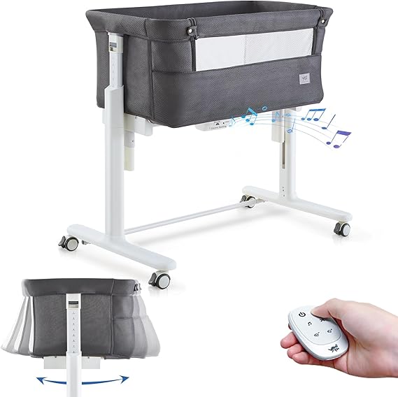 VaVaSoo Electric Rocking Bassinet,Auto Rocking Bassinet for Baby,Dark Grey