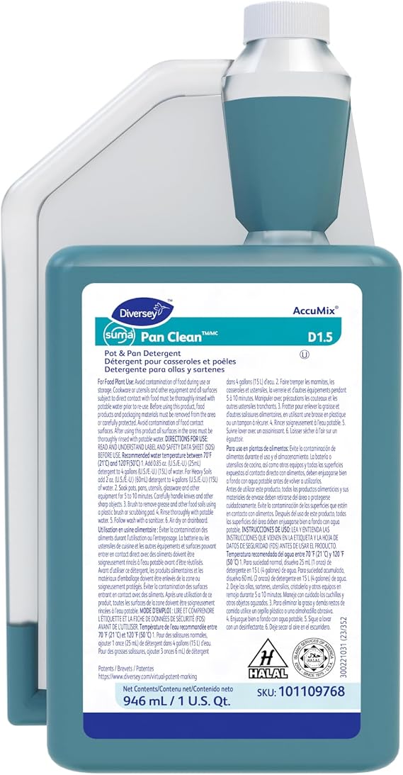 Diversey SUMA Pan Clean Purpose Pot & Pan Detergent, AccuMix, 32 oz