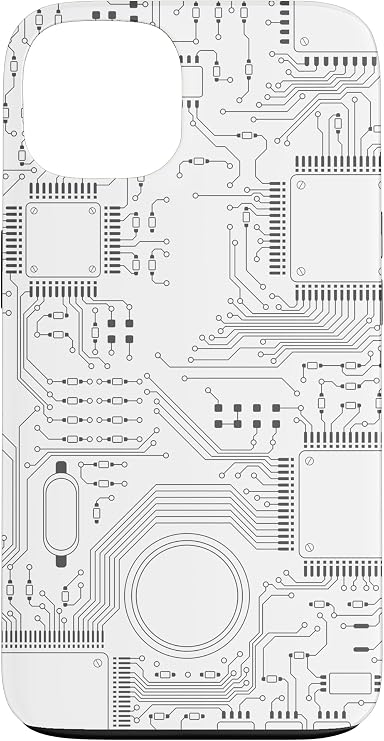 Motherboard Microchip Circuit White IT Computer Background Case for iPhone 13