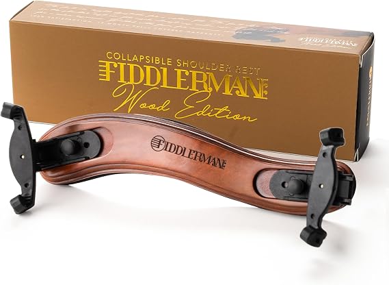 Fiddlerman Wood Violin Shoulder Rest for 4/4 and 3/4 with Collapsible and Height Adjustable Feet