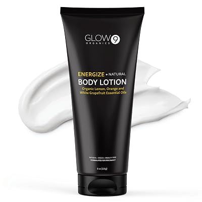 Glow Organics Energize Body Lotion for Dry Skin, 8 oz, Lightweight, Organic, Plant Based, Fast Absorbing Natural Moisturizer with Orange, For Men and Women, Lemon & Grapefruit Oils