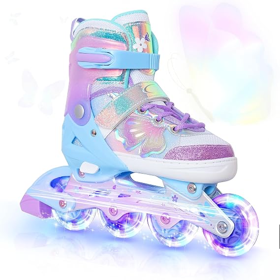 Kids Adjustable Inline Skates for Girls and Boys Blades Roller Light up Wheels