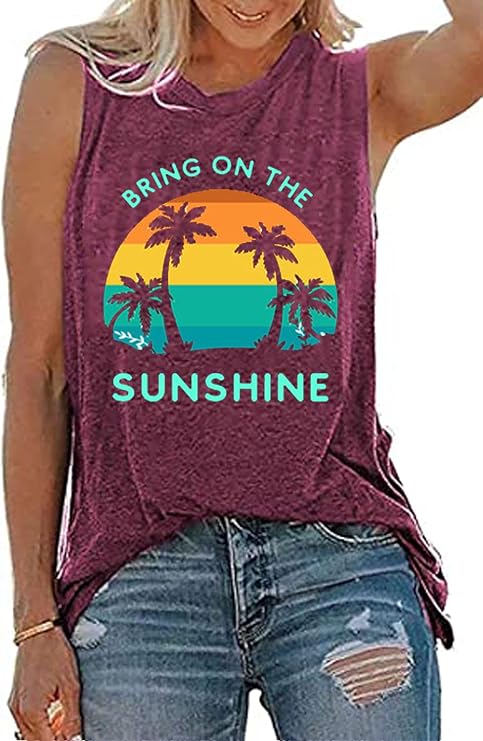 YourTops Women Bring On The Sunshine Tank Tops Women Graphic Shirt