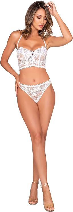 Dreamgirl Women's White Bustier & Thong