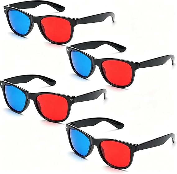 4Pcs Red and Blue 3D Glasses Universal TV Movie Dimensional Video Frame DVD Game Glass 3D Style Glasses 3D Viewing Glasses, Televisions and Video Light Simple Design,Accessories