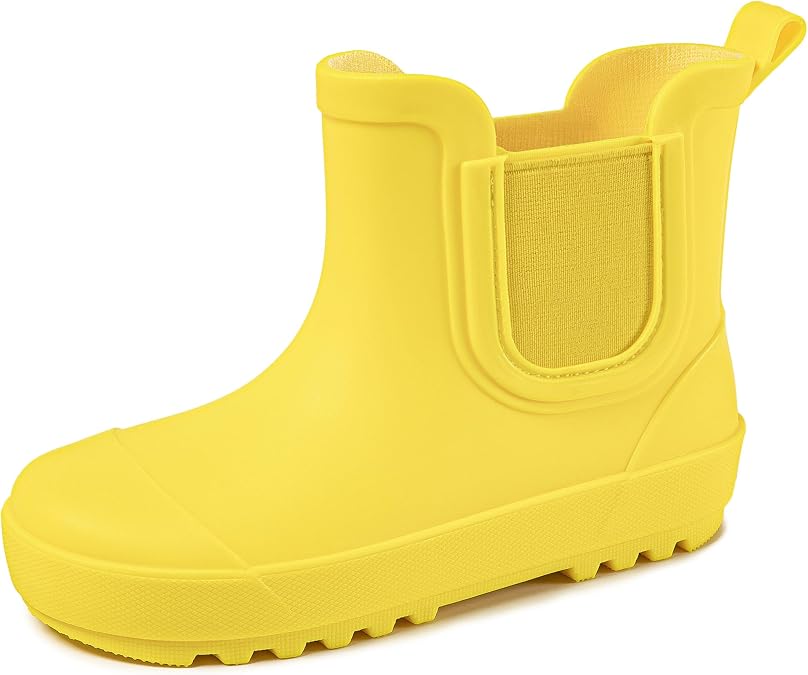 Chelsea Rain Boots for Girls Boys Waterproof Toddler to Big Kids | Lightweight Non-Slip Outsole, Wide Round Toe, Slip On Design, Outdoor, Puddles, Mud, Farm, Gardening, Hiking