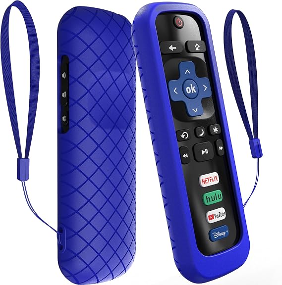 Roku Stickリモコン用カバー、Hisense TVコントローラー対応ケース、TCLスマートTVコントロールホルダー用シリコンスリーブ、ダークブルー